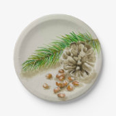 Waterverf Pinõnnoten Pinecone New Mexico Papieren Bordje (Voorkant)