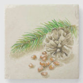 Waterverf Pinõnnoten Pinecone New Mexico Stenen Onderzetter (Voorkant)