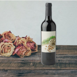 Waterverf Pinõnnoten Pinecone New Mexico Wijn Etiket