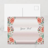 Waterverf Pioen Bloem Ansichtkaart Briefkaart (Voorkant / Achterkant)