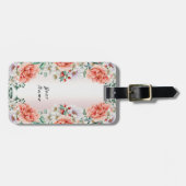 Waterverf Pioen Bloem Bagagelabel (Voorkant horizontaal)