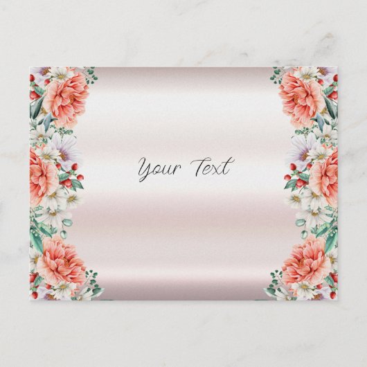 Waterverf Pioen Bloem Briefkaart (Voorkant)