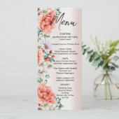 Waterverf Pioen Bloem Bruiloft Menu (Staand voorkant)