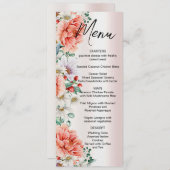 Waterverf Pioen Bloem Bruiloft Menu (Voorkant / Achterkant)