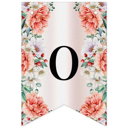 Waterverf Pioen Bloem Bunting Flag Vlaggetjes (Tweede vlag)