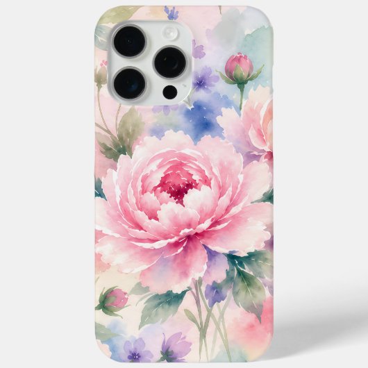 Waterverf Pioen Bloem Case-Mate iPhone Case (Achterkant)