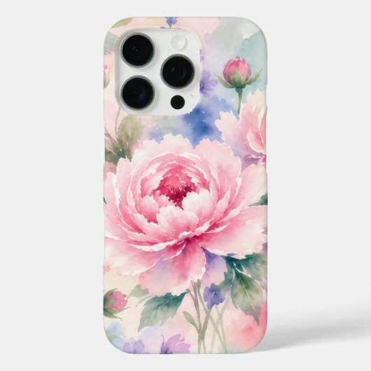 Waterverf Pioen Bloem Case-Mate iPhone Case (Achterkant)