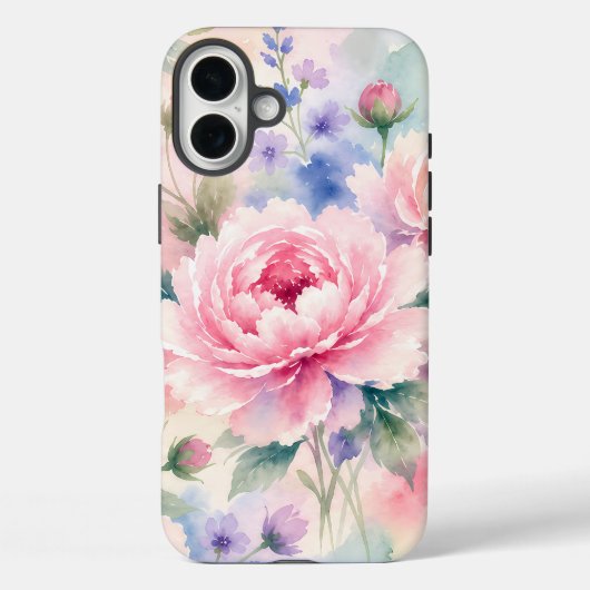 Waterverf Pioen Bloem Case-Mate iPhone Case (Achterkant)