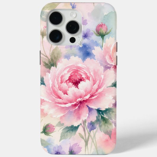 Waterverf Pioen Bloem Case-Mate iPhone Case (Achterkant)