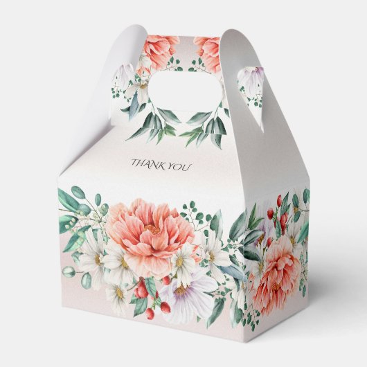 Waterverf Pioen Bloem Favor Box Bedankdoosjes (Achterkant)