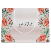 Waterverf Pioen Bloem Gift Bag Groot Cadeauzakje (Voorkant)