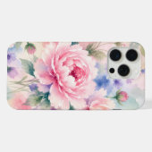 Waterverf Pioen Bloem iPhone Hoesje (Achterkant horizontaal)
