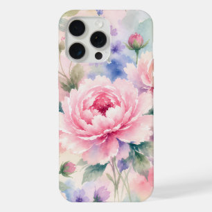 Waterverf Pioen Bloem iPhone 15 Pro Max Case