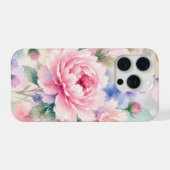 Waterverf Pioen Bloem iPhone Hoesje (Achterkant horizontaal)