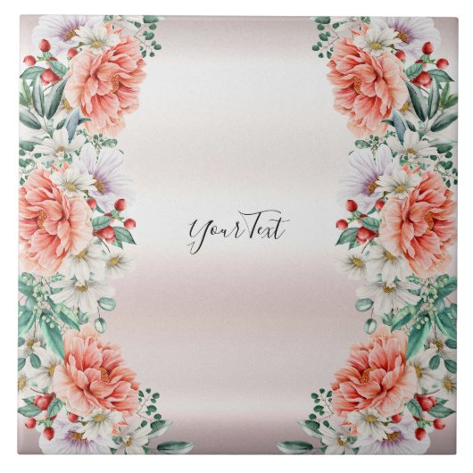 Waterverf Pioen Bloem Keramische Tegel Tegeltje (Voorkant)