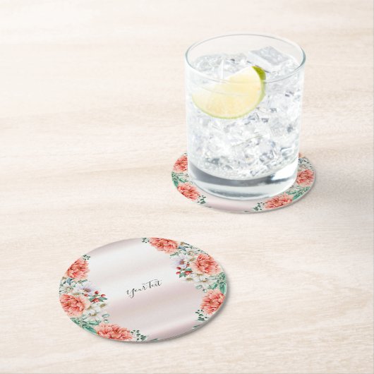 Waterverf Pioen Bloem Papier Onderzetter (Insitu)