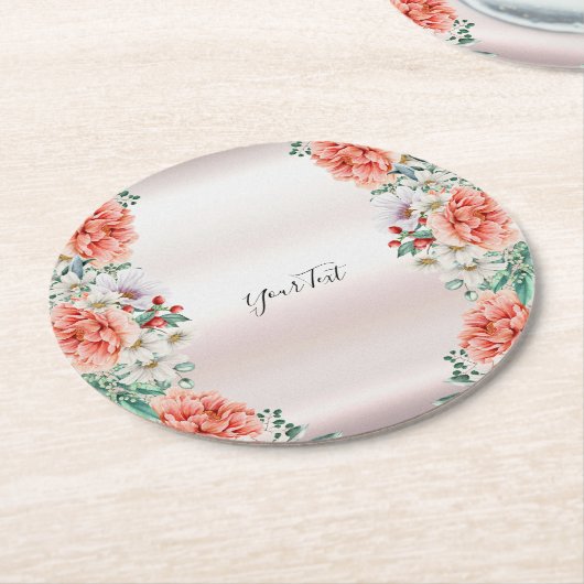 Waterverf Pioen Bloem Papier Onderzetter (Gebogen)