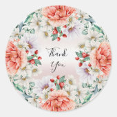 Waterverf Pioen Bloem Sticker (Voorkant)