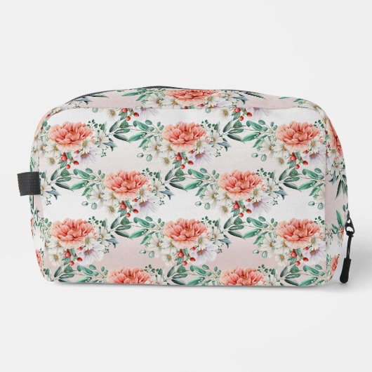 Waterverf pioen bloem toilettas toilettasje (Voorkant)