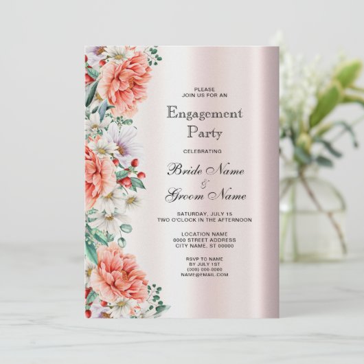 Waterverf Pioen Bloem Trouwkaart Kaart (Staand voorkant)