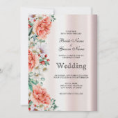 Waterverf Pioen Bloem Trouwuitnodiging Kaart (Voorkant)