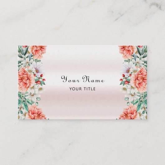 Waterverf Pioen Bloem Visitekaartje (Voorkant)