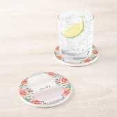 Waterverf Pioen Bloem Zandsteen Onderzetter (Zijkant)