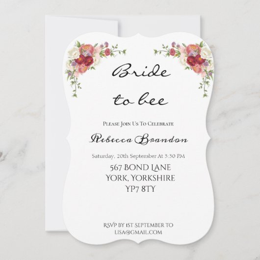 Waterverf Pioen Bloemen Bruidsdouche Uitnodiging (Voorkant)