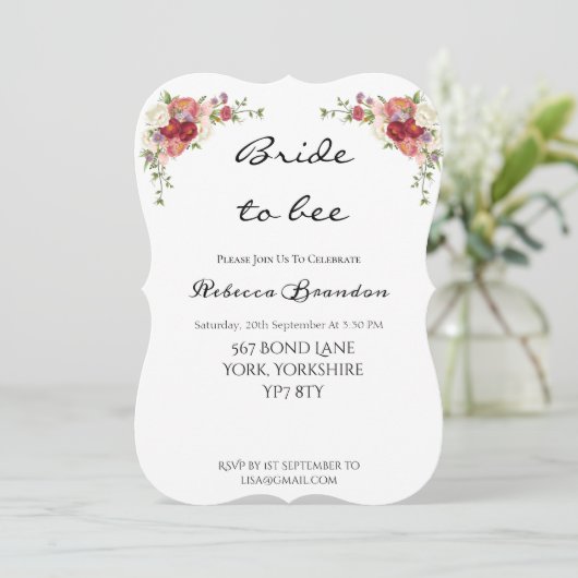 Waterverf Pioen Bloemen Bruidsdouche Uitnodiging (Staand voorkant)