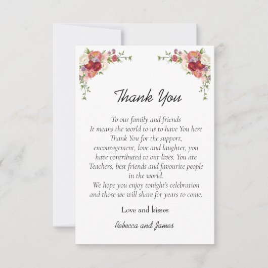 Waterverf Pioen Bloemen Bruiloft Bedankkaart (Voorkant)