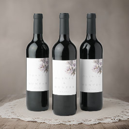 Waterverf Pioen Bloemen Bruiloft Wijn Etiket