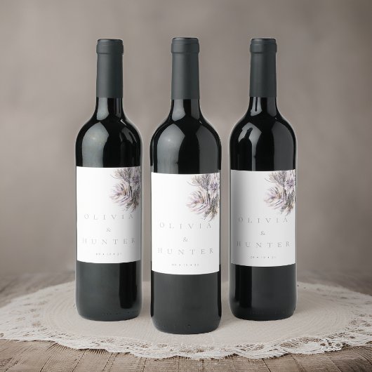 Waterverf Pioen Bloemen Bruiloft Wijn Etiket