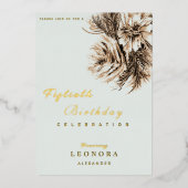 Waterverf Pioen Bloemen ELKE Verjaardagsfeestje Folie Uitnodiging (Voorkant)