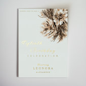 Waterverf Pioen Bloemen ELKE Verjaardagsfeestje Folie Uitnodiging