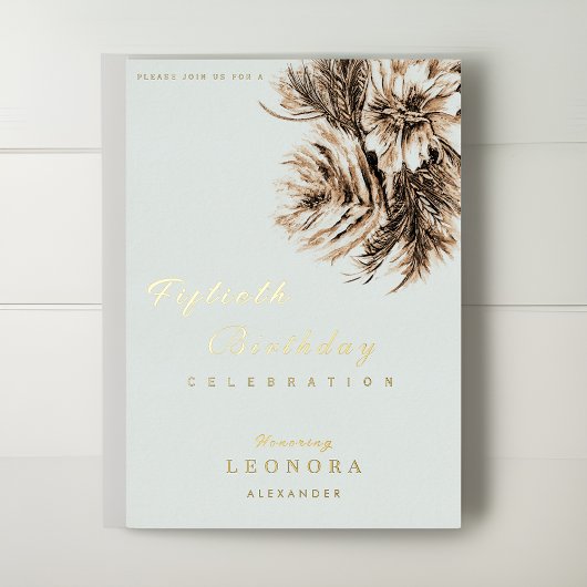 Waterverf Pioen Bloemen ELKE Verjaardagsfeestje Folie Uitnodiging