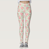 Waterverf Pioen Bloemen Patroon Peach Leggings (Voorkant)