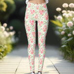 Waterverf Pioen Bloemen Patroon Peach Leggings<br><div class="desc">Waterverf Pioen Patroon Leggings in perzikkleur. Trendy,  stijlvol,  chique en vrouwelijk design om uw dag op te fleuren. :) - Kate Eden Art</div>