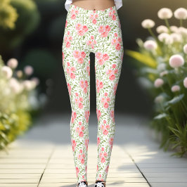 Waterverf Pioen Bloemen Patroon Peach Leggings
