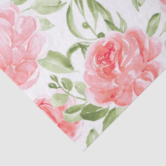 Waterverf Pioen Bloemen Patroon Weefsel Papier (Detail)