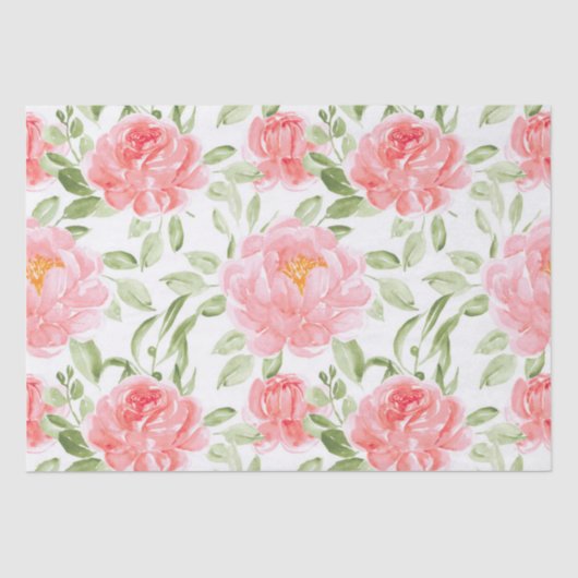 Waterverf Pioen Bloemen Patroon Weefsel Papier (Voorkant)
