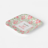 Waterverf Pioen Bloemen Roze Peach 30e Verjaardag Papieren Bordje (Gebogen)