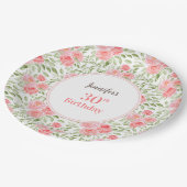 Waterverf Pioen Bloemen Roze Peach Zomer Verjaarda Papieren Bordje (Gekanteld)