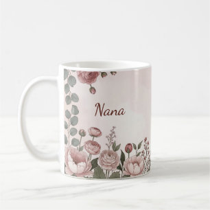 Waterverf Pioen Botanische Koffiekop voor Nana Koffiemok