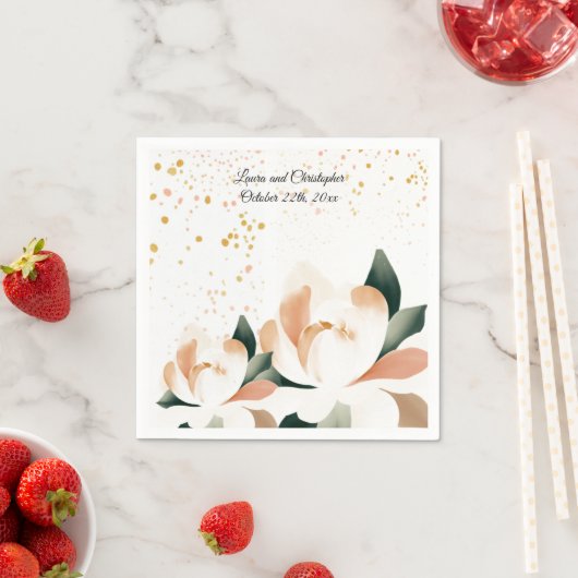 Waterverf pioen bruiloft papieren servetten (Insitu)