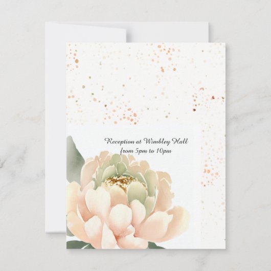 Waterverf Pioen bruiloft uitnodiging (Achterkant)