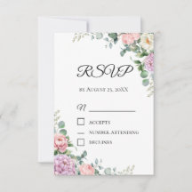 Waterverf Pioen & Eucalyptus RSVP Kaart | Lente