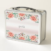 Waterverf Pioen Flower Metal Lunchbox (Achterkant)