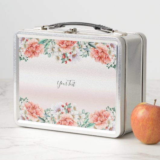 Waterverf Pioen Flower Metal Lunchbox (In situ)