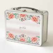 Waterverf Pioen Flower Metal Lunchbox (Voorkant)