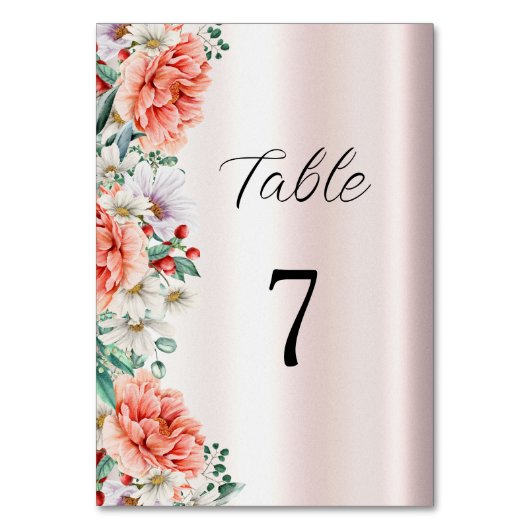 Waterverf Pioen Flower Tafelnummer (Voorkant)